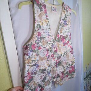 Vintage Floral Tapestry Vest by Color Trend Fashion Pink & Purple Cottagecore
